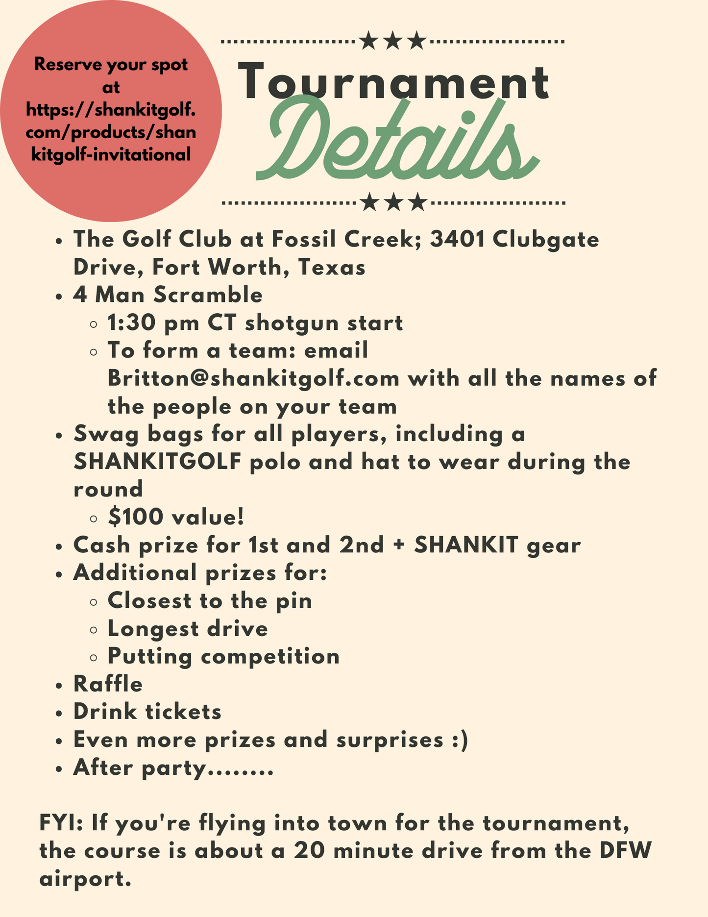 FIRST ANNUAL SHANKITGOLF INVITATIONAL