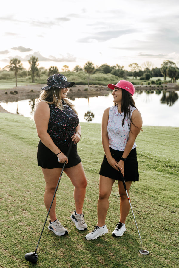 Womens Black Paint Splatter Polo