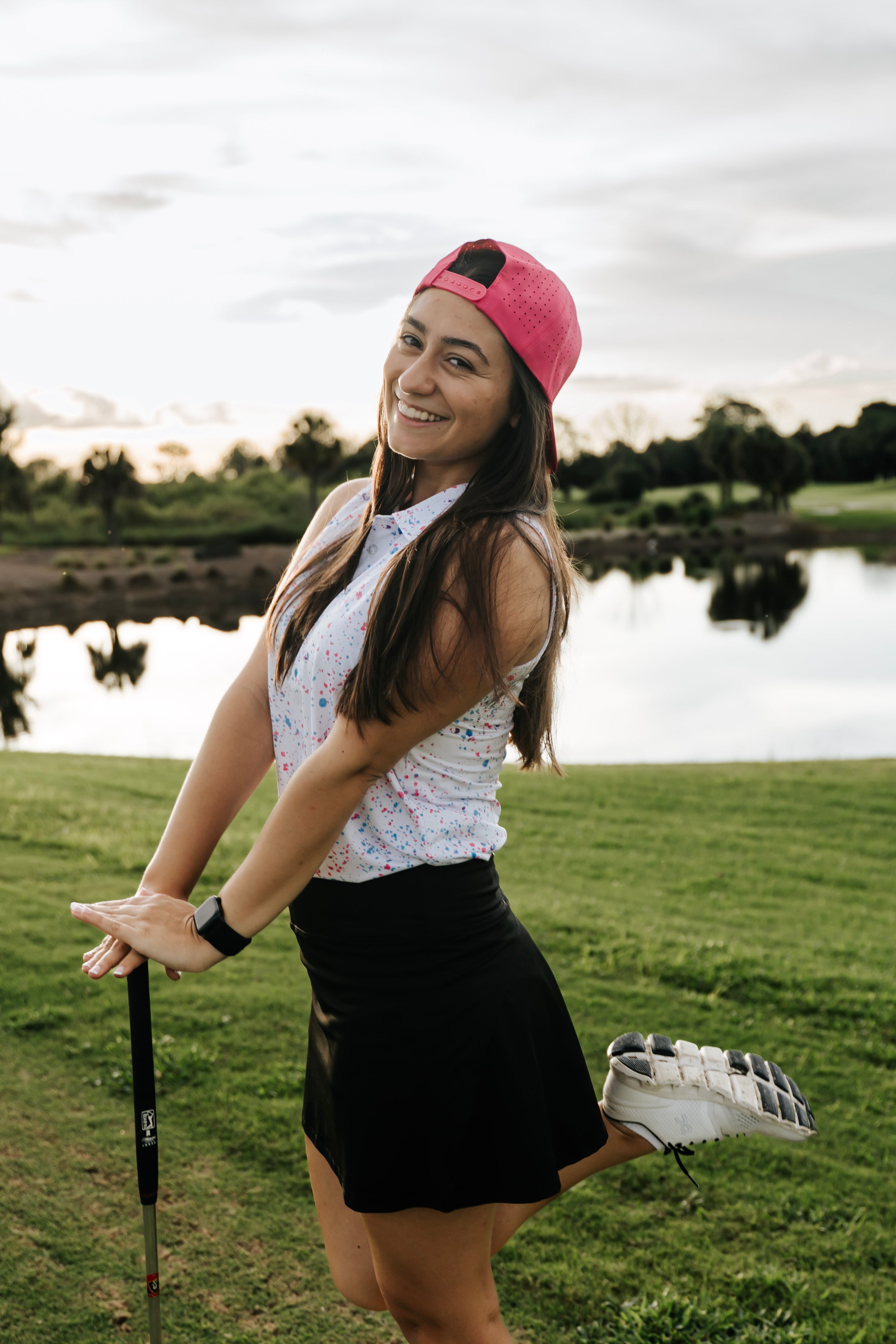 Womens White Paint Splatter Polo