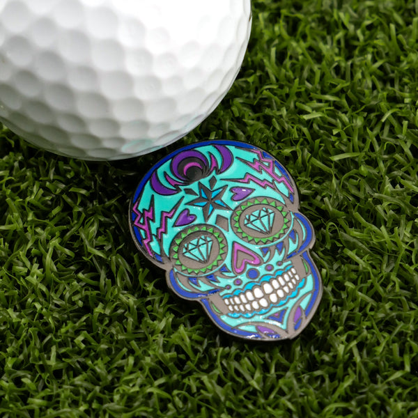 Blue Sugar Skull Ball Marker