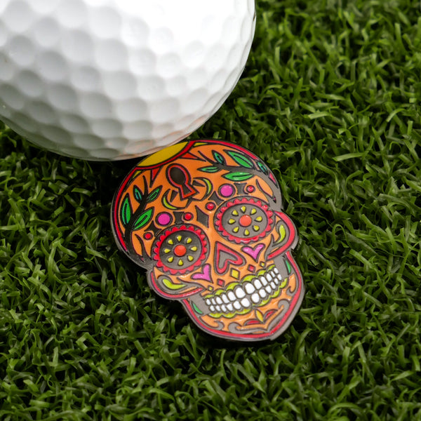 Orange Sugar Skull Ball Marker