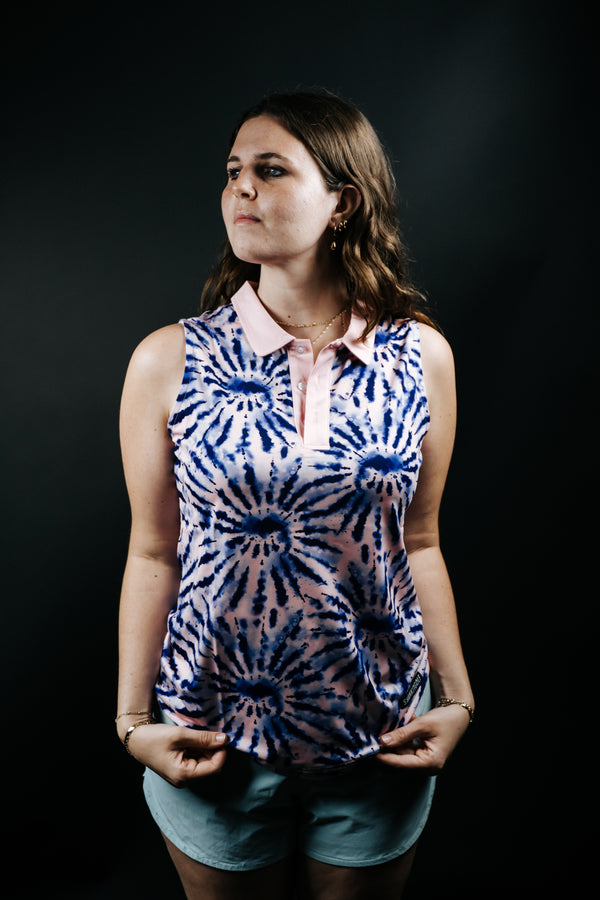 Womens Tie Dye Polo