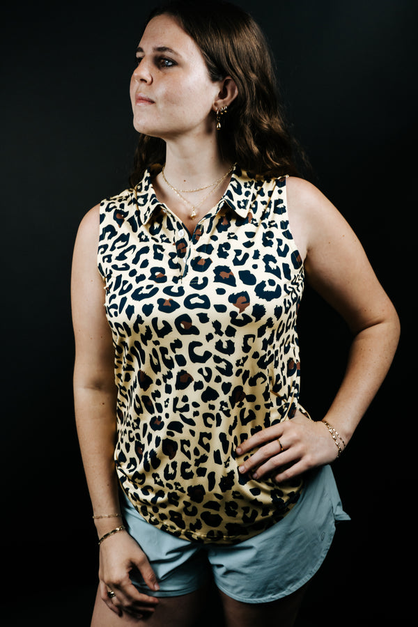 Womens Cheetah Leopard Polo